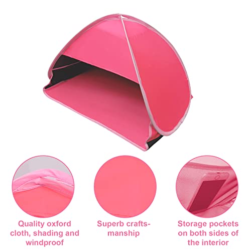 Pop Up Beach Sun Shade, 1-Pack Mini Sun Shelter Tent for Anti-UV Windproof Camping Picnic Fishing Bench, Rose Red-Painted Silver, L - color: Rose red-painted silver, size: Large