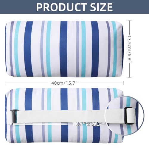 Headrest Pillow for Patio Chaise Lounge Chair, Outdoor Chaise Pillows with Adjustable Elastic Stripe Head Resting Pillows for Recliner Office Chair, Blue White Stripe 1 Pack - color: Blue White Stripe