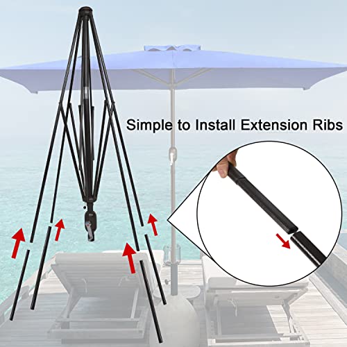 Blissun Rectangular Patio Umbrella, Table Market Umbrella with Tilt and Crank, Outdoor Umbrella for Garden, Deck, Backyard, Pool and Beach - color: Navy Blue, size: 6.5 x 10 FT