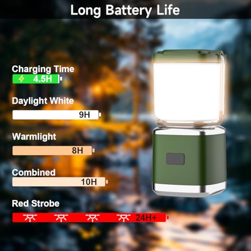 LED Camping Lantern, High Lumens Camping Light Rechargeable with 4 Light Modes, Waterproof, Camping Essentials, Mini Lantern Flashlight for Camping, Hurricane, Emergency, Hiking, Power Outages, 6pc - size: Dark Green-6 PACK