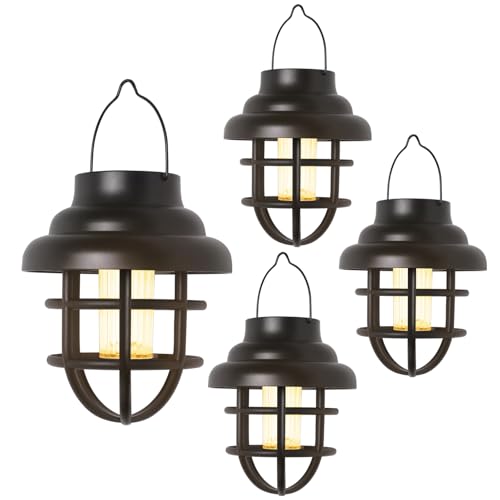 Solar Lights Outdoor Waterproof Hanging Solar Lantern Garden Decor, Hanging Outdoor Lanterns Led Lights for Outside Porch Patio Yard Balcony Pathway - size: 4pack