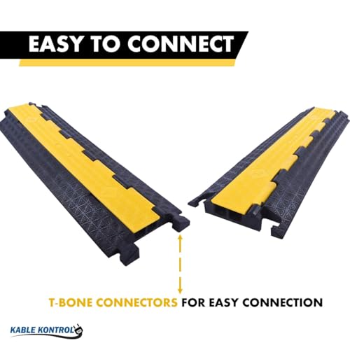Kable Kontrol Atlas Cable Protector Wire Ramp - 2 Channel Bulk Wholesale Pallet - 40 Pcs - 39" Long Black & Yellow - 20,000 Lbs Load Capacity - Rubber Speed Bump Wire Protector Cord Cover - CP9972 - size: 2 Channel - 40 Units