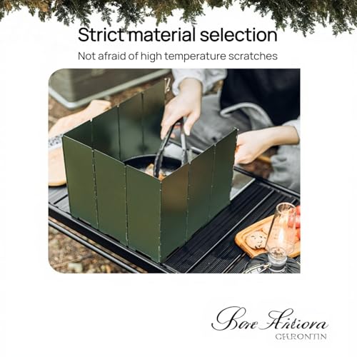 Foldable Camping Stove Windscreen, Green Aluminum Outdoor Windshield Gas Stove Lightweight Wind Screen for Camping, Wind GuardGlamping, Hiking, Picnic, Backpacking - color: green