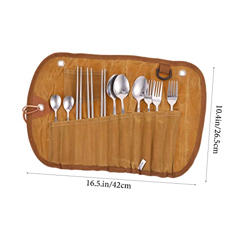 Milisten Portable Camping Cutlery Set with Organizer Bag Multi-functional Picnic Utensils for Outdoor Dining Lightweight and Compact Barbecue Tableware Set