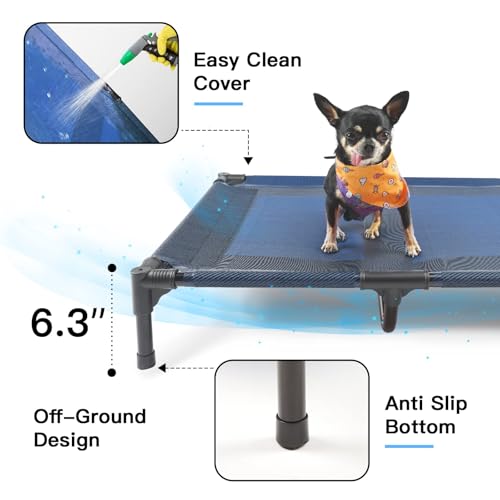 suddus Elevated Dog Bed Waterproof Outdoor, Portable Raised Dog Bed, Dog Beds Off the Floor, Dogs Bed Easy Clean Indoor or Outdoor Use, Medium, Blue - color: Blue, size: M (30"Lx 23"Wx6.3"H)