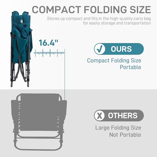 EVER ADVANCED Oversized Folding Rocking Camping Chair Set of 2, Padded Portable Rocker Chair for Patio, Lawn and Outdoors, Heavy Duty Hard Armchair for Adults Supports 400lbs, Green - color: Green-2 Pack, style: Classic