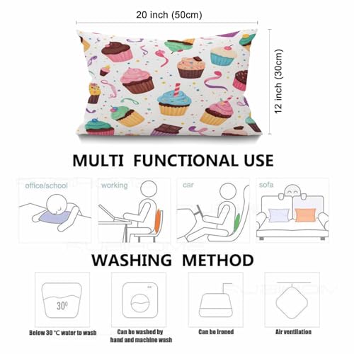 Smooffly Little Delicious Cupcakes Waist Lumbar Cotton Linen Throw Pillow case Cushion Cover for Sofa Home Decorative Oblong 12x20 Inches - color: Swn14