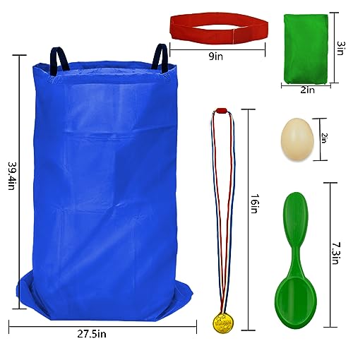 Potato Sack Race Bags - 32PCS Outdoor Games Sack Race Bags for Adults and Kids,3 Legged Race Bands,Egg Spoon Relay Race,Bean Bag Toss,Party Games for Kids,Field Day Games for Adults