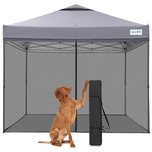 Quictent 10x10 Pop Up Screened Canopy Tent, Instant Setup for 1 Person with Netting, Portable & Compact, Waterproof & UV Protection, Ideal for Camping, Beach, Parties, and Outdoor Events - color: Charcoal Gray