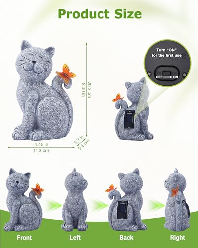 Nacome Cat Outdoor Statues for Garden: Outside Decor with Butterfly Clearance for Yard Art Lawn Ornaments Porch Patio Balcony Home House - Gifts for Mom Grandma Women - color: Garden Cat