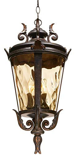 John Timberland Casa Marseille European Outdoor Ceiling Light Hanging Bronze Scroll 23 3/4" Hammered Glass Damp Rated for Exterior House Porch Patio Outside Deck Garage Front Door Home Roof - color: Bronze, size: 23.75" High
