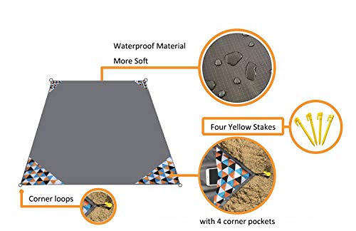 Pocket Blanket 71"x55", Lightweight Compact Sandproof Waterproof Outdoor Blanket for Beach, Hiking, Camping, Travel, Festivals, Picnic with Pockets, Loops, Stakes, Carabiner - color: Lattice Camouflage