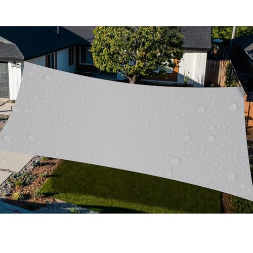 TANG 5'x6' Waterproof Sun Shade Sail Rectangle Outdoor Canopy UV Block Shade Cloth with Curved Edge for Patio Backyard Pool Pergola Cover, Light Grey - color: Light Grey, size: 5'x6'