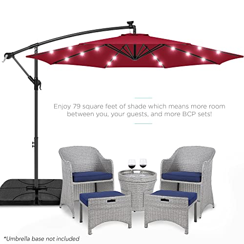 Best Choice Products 10ft Solar LED Offset Cantilever Hanging Market Patio Umbrella, 8 Sturdy Ribs, Easy Adjustment - Burgundy - color: Burgundy, size: Offset