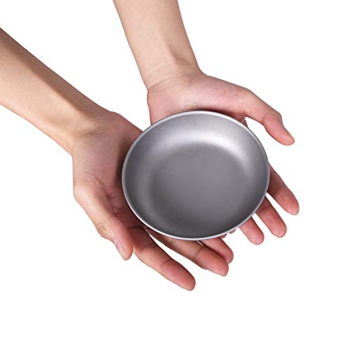 iBasingo Titanium Pan Dish Plate with Carry Mesh Bag Ultralight for Outdoor Camping Tableware Cookware Mess Kit A-Ti1101T - color: S-Ti1101T