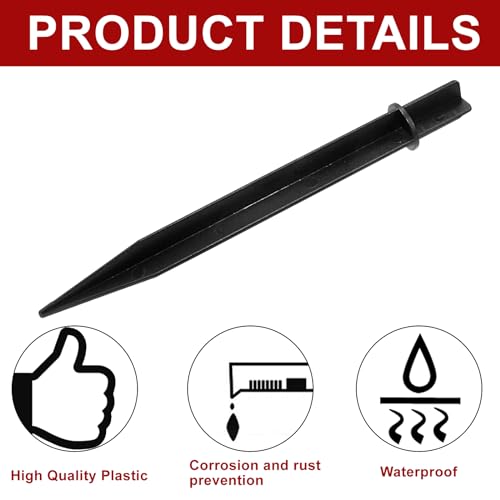 18 Pcs Solar Light Stakes Replacement, 8.27 Inch Plastic Ground Stakes, Black Pathway Lights Spike for Yard, Garden, Outdoor (Inside Diameter 0.85 Inch) - size: 18 Pcs