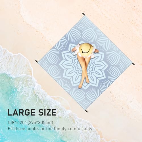 Beach Blanket 79" X 83" Oversized Lightweight, BeachMat Waterproof Sandproof, Durable Picnic Mat Beach Accessories for Travel, Camping, Hiking - color: Mandala