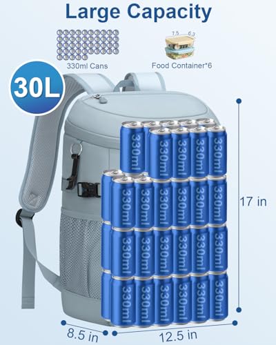 Pritent Cooler Backpack Insulated Waterproof,30/45 Cans Backpack Coolers Leakproof Lunch Backpack for Men Women Portable Soft Cooler Bag for Beach Camping Trave Picnic - color: Blue, size: 45 Cans