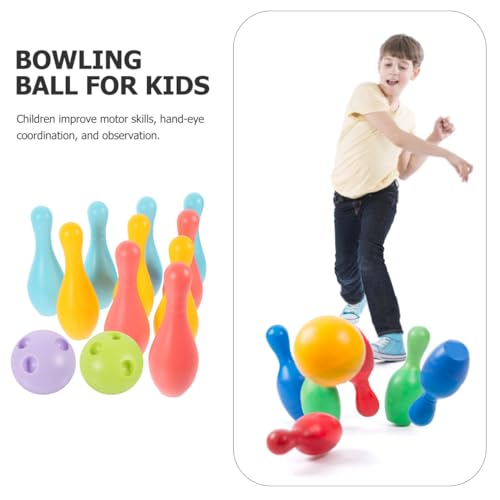 VOSAREA 1Set Plastic Bowling for Indoor Outdoor Recreational Bowling Plaything Fun Pin and Ball for Parties