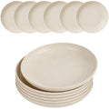 Wheat Straw Plates Unbreakable Dinner Plates Set of 6, Reusable Lightweight Plastic Plate for Camping Kitchen, Microwave and Dishwasher Safe (Beige) - color: 6 Beige