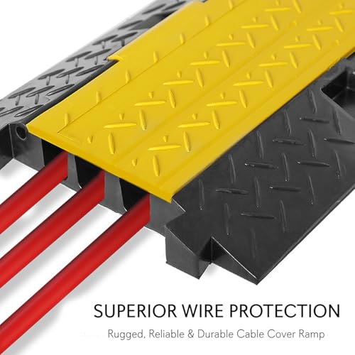 Pyle Durable Cable Protective Ramp Cover - Supports 33000lbs Three Channel Heavy Duty Cord Protection w/ Flip-Open Top Cover, 35.4” x 13.6” x 1.96” Cable Concealer for Indoor Outdoor Use PCBLCO105 - style: 1 Pack