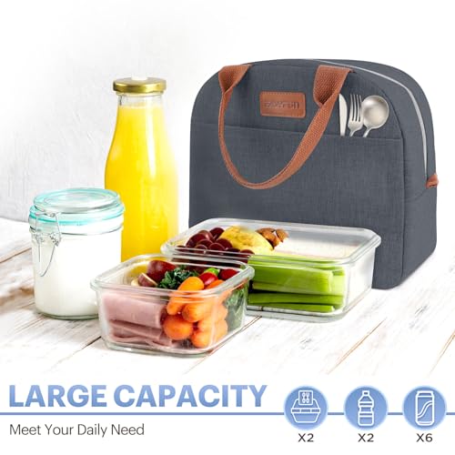 Lunch Bag for Women & Men Adult Insulated Lunch Box, Small Leakproof Cooler Food Lunch Containers Reusable High Capacity Lunch Tote Bags for Work, Travel, Outdoor (Navy Blue) - color: Navy Blue