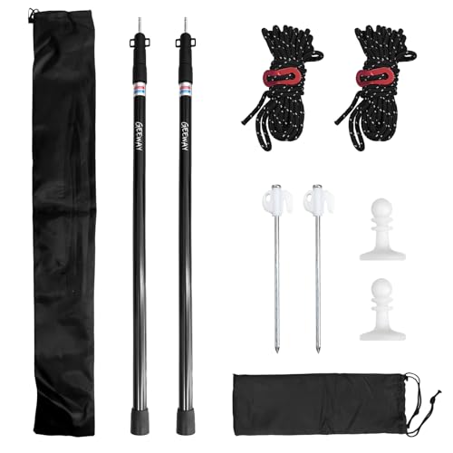 GEEWAY 2 Pcs 7.5FT Tarp Poles for Camping, Heavy Duty Telescoping Tent Pole, Aluminum Adjustable Tent Poles for Outdoor Activity, Wilderness Adventure and RV Travel (Black) - color: 7.5ft-black