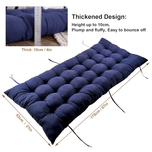 ERWUDEling Zero Gravity Lounge Chair Cushion 67 Inch - Thick & Soft Waterproof Patio Furniture Cushion for Outdoor/Indoor Use, Non-Slip with 6 Ties, Blue (19" W x 67" L x 4" T) - color: Blue, size: 67x19x4 inch