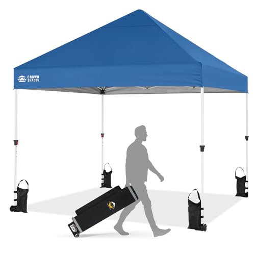 CROWN SHADES Pop Up Canopy Tent, 8x8 Commercial Canopy Tent with 4" Wheels, 4 Upgraded Weights, Patented Centerlock, 400D Strength Oxford Fabric, Sto'N Go Bag, Blue - color: Blue, size: 8x8