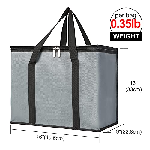 Bodaon 2-Pack Insulated Reusable Grocery Bag with Top, X-Large Frozen Foods Cold, Cooler Shopping Accessories, Insullated Bags, Dark Grey