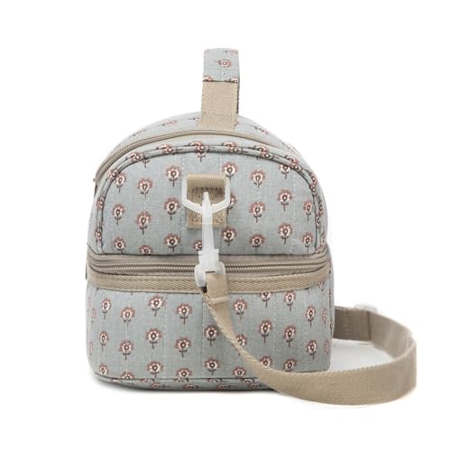 Insulated Kids Dual Compartment Lunch Bags Tote for Girls Boys Toddler Lunch Boxes Pre-School Toddler Kindergarten Picnic Camp Food Cooler Thermal with Strap (Z Blue Floral) - color: Z Blue Floral