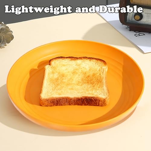 4 Pcs Unbreakable Wheat Straw Plates Set, 7.8 Inch Reusable Plastic Dinner Plates, Microwave Dishwasher Safe, Lightweight Plates for Kitchen Camping, BPA Free (Yellow) - color: Yellow