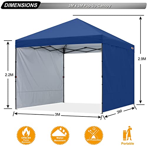 ABCCANOPY Easy Pop up Canopy Tent with 2 Sidewalls for Outdoor Sun Blocking or Rain Protection,10x10, Navy Blue - color: Navy Blue, size: 10x10