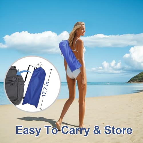 LOTTAFUN 6.5ft Beach Umbrella - Heavy Duty Wind Resistant UV 50+ Portable Sun Shade with Sand Anchor & Carry Bag, Outdoor Folding Umbrella for Beach, Pool, Patio, Garden (Dark Blue) No Tilt - color: Dark Blue