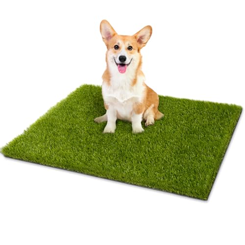 CooRug Fake Grass, 30 x 17 Inches Artificial Grass for Dogs, Realistic Turf for Indoor Outdoor Door Mat Balcony Patio Lawn Decoration - size: 30" X 17"