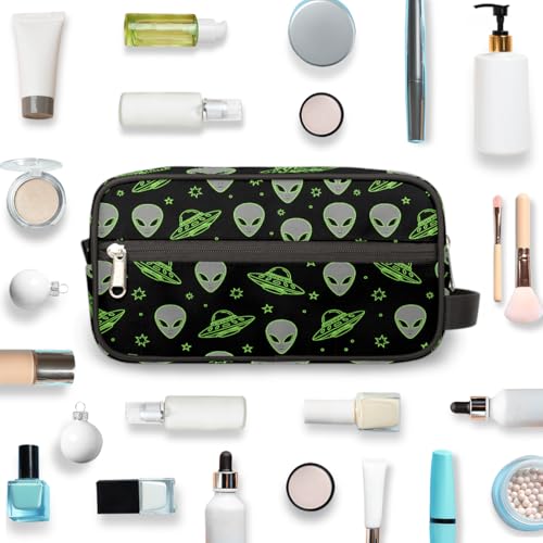 Travel Toiletry Bag for Boys Kids - Aliens Spaceships Waterproof Hanging Cosmetic Hygiene Bags Lightweight Large Shave Kit for Toiletries Accessories Bathroom Stuff, Gifts for Men - color: Aliens Spaceships