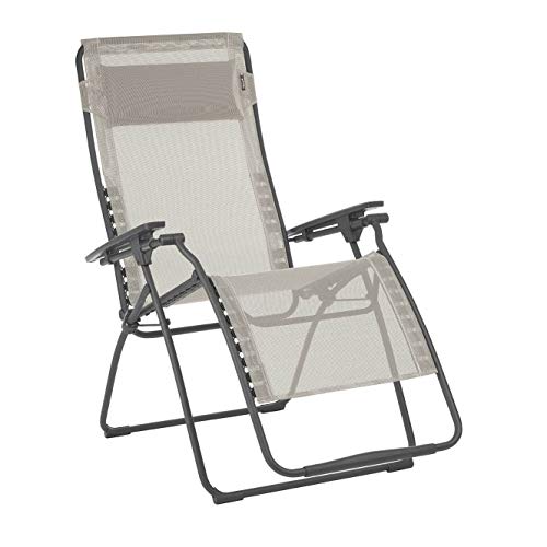 Lafuma Futura XL Zero Gravity Outdoor Steel Framed Lawn Recliner Chair with Armrest, Extra Wide Recliner, and Adjustable Neck Pillow, Seigle - color: Grey (Seigle), style: XL Futura Zero Gravity