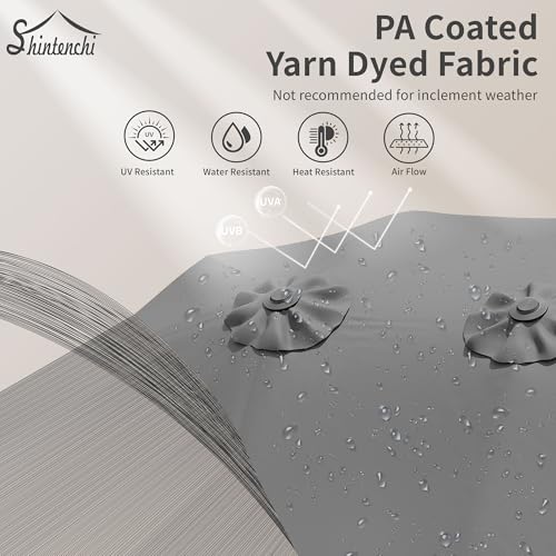 Shintenchi 16FT Large Patio Umbrella with Base Included, Outdoor Double-Sided Rectangular Shade with Crank Handle for Poolside Lawn, Deck & Garden, Gray - color: Grey, size: 16FT