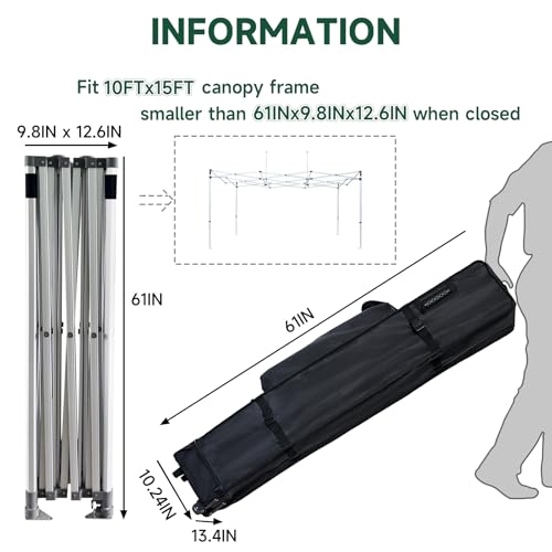 Canopy Portable Folding Bag for 10x10 Pop Up Canopy Tent, Heavy Duty Roller Bag Wheeled Bag, 10x10 FT - size: 10x15