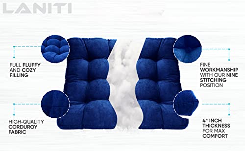 LANITI 24” Inch Extra Large Floor Cushions Tufted Floor Pillow for Adults Square Meditation Ultimate Comfort Oversized Pillows for Floor Cushion (Navy) - color: Navy