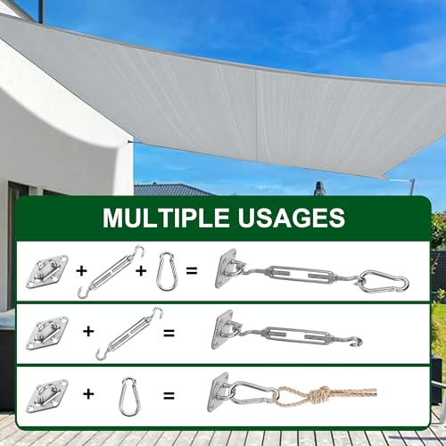 YOFIT 80 Pcs Shade Sail Hardware Kit 6 inch for Triangle Rectangle Sun Shade Sail Installation, 304 Grade Stainless for Garden Outdoors - size: 6 Inch 80 Pcs