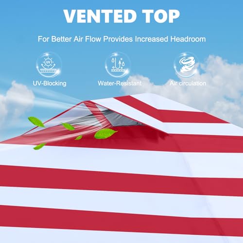 MASTERCANOPY Durable Pop-up Canopy Tent with 1 Sidewall (10'x10',Red Stripe) - color: Red Stripe, size: 10x10