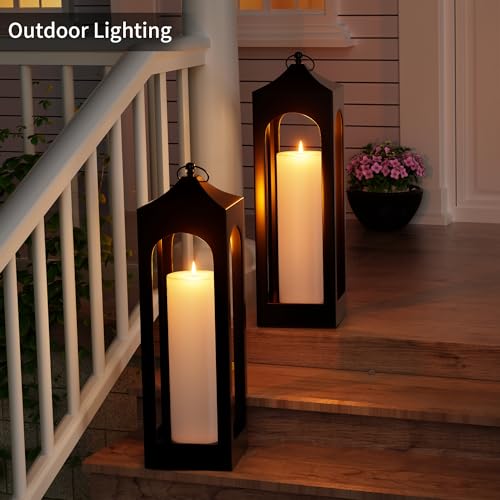 BUTHY 12" x 4" Large Outdoor Candles with Timer Waterproof Flickering LED Flameless Candles Battery Operated with Remote Fake Pillar Candles Realistic for Patio Porch Lanterns, White 2 Pack - color: White, size: 12in-2Pack