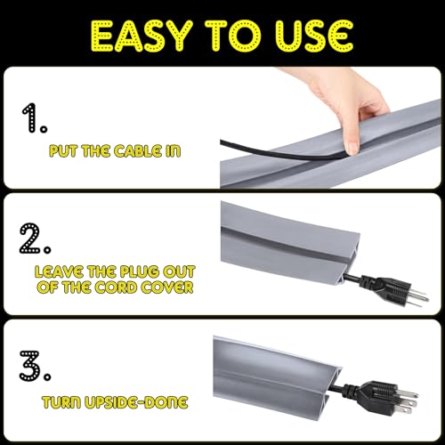 Pangda Floor Cable Cover Extension Cord Cover Protector Outdoor Heavy Duty Cord Protector Hider Soft Organize and Protect Wire on Floor for Home Office or Outdoor Settings(Grey,30 ft) - color: Grey, size: 30 ft
