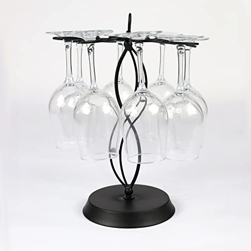 HomeRoots Elegant 8-Wine Glass Holder | Countertop Freestanding Rack for Wine Glasses - Stylish Metal Tabletop Display with 8 Hooks | Ideal Stemware Rack for Bar, Kitchen, Dining Room, and Table Decor