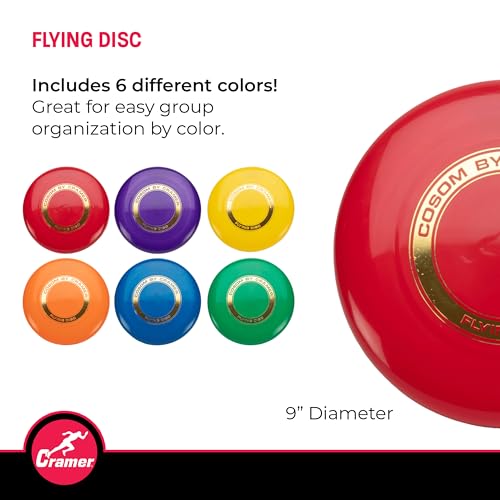 Cosom Flying Discs, Flying Sports Disc for Kids, Outdoor Activities for Kids, Party Games for Children, Easy Catching Disc, Accurate Throwing, 9" Diameter, 109 gram, Set of (6) Colors