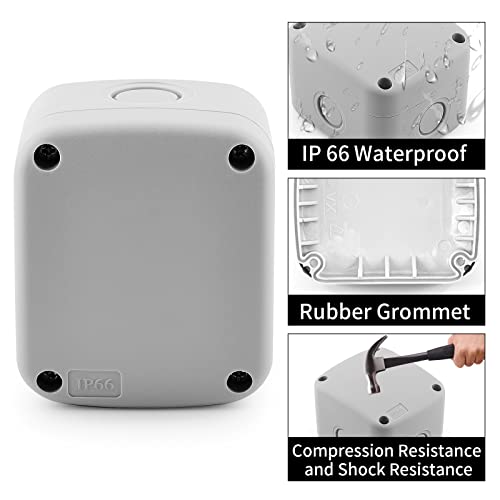 Nineleaf Waterproof Junction Box,IP66 Weatherproof Electrical Project Boxes,3.3 x 2.8 x 2.3 inch,Universal PVC/ABS Plastic Project Enclosure Box,White - color: White, size: 86x74x62mm