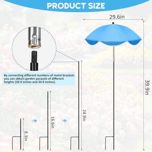 QRRICA 23.6" Adjustable Garden Umbrella Shade for Outdoor Use, Potted Greenery & Garden Beds – Angle-Adjustable Sun Protection - color: 4-pack