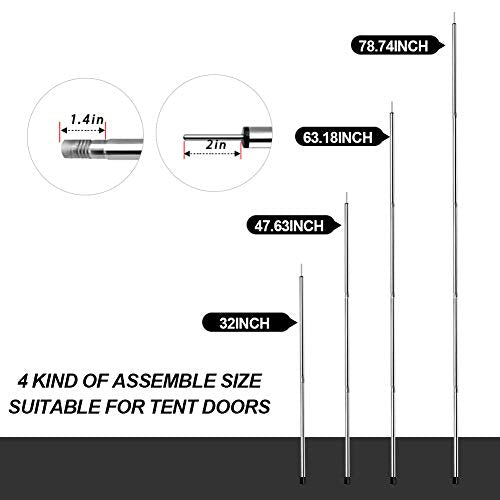 SANLIKE Tent Poles for Tarp, 6.6' Tarp Poles Set of 2, Tent Poles Replacement, Telescoping Pole, Canopy Poles, Camping Poles for Rooftop Tents, Trekking Poles for Rain Fly, Camper, Awning - color: 6.6' - Set of 2 - 0.75'' Dia
