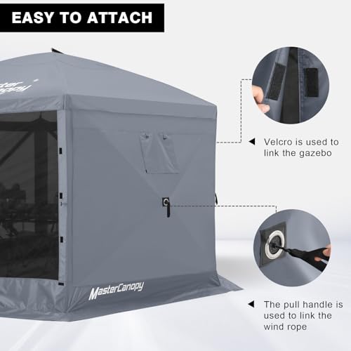 MASTERCANOPY Wind Screen Side Panel with Window for 12x12 Escape Screen Shelter Canopy Tent - Weatherproof, UV Resistant Sun Shade Attachment Accessory (Beige, 1 Pack) - color: Gray, size: 12x12